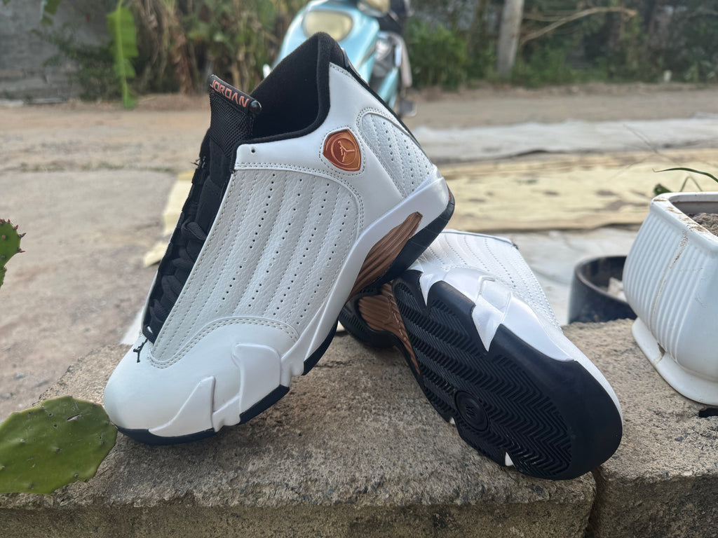 Air Jordan 14 Retro White-Gold Sneakers