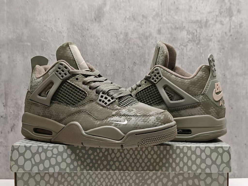 Air Jordan 4 Retro Military Mamba Custom Olive Black Sneakers