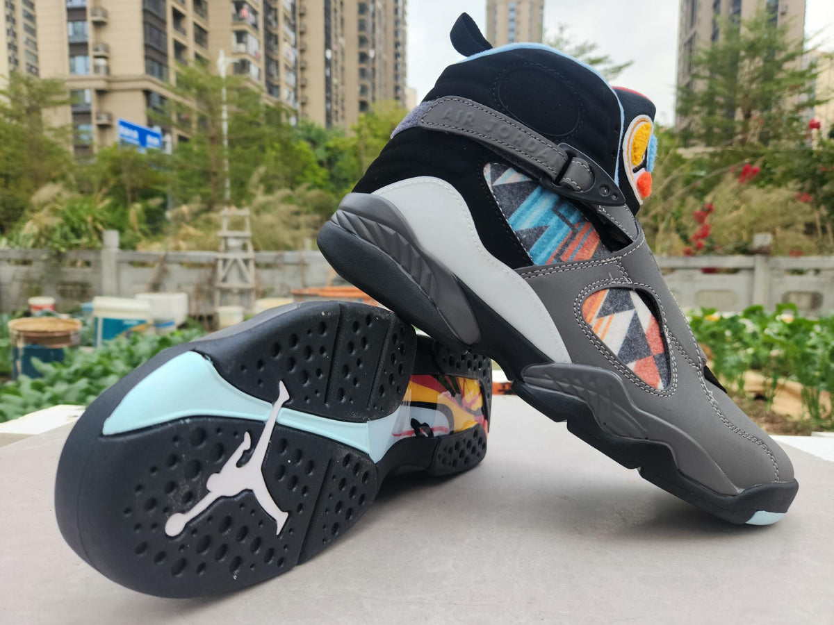 Air Jordan 8 Grey-Black-Jade Sneakers