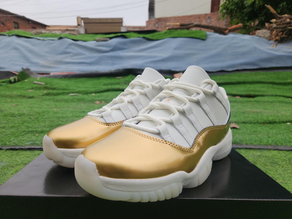 Air Jordan 11 Low White-Gold Sneakers