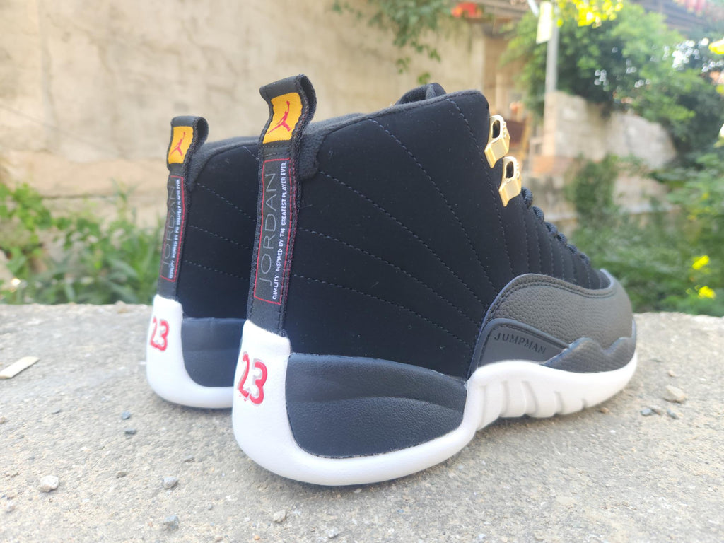 Air Jordan 12 Retro Black-White-Gold Sneakers