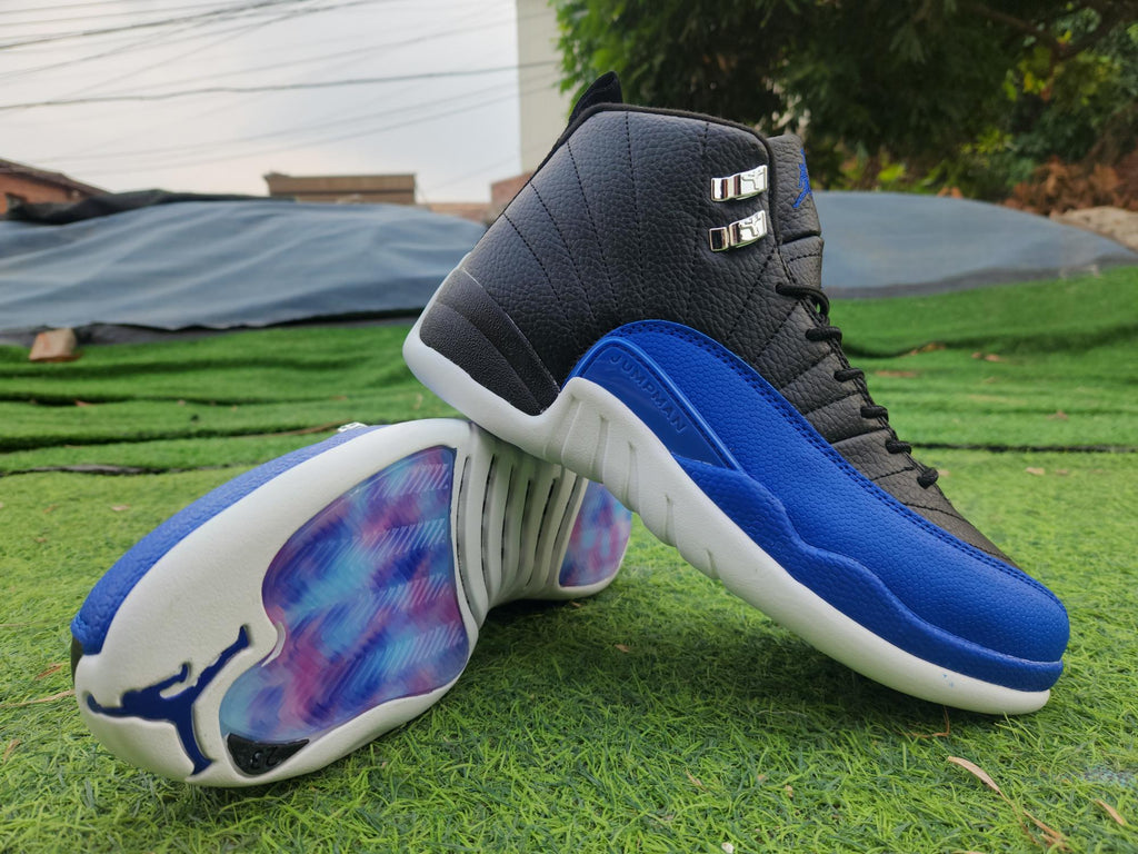 Air Jordan 12 Black-Blue-White Sneakers for Men & Women