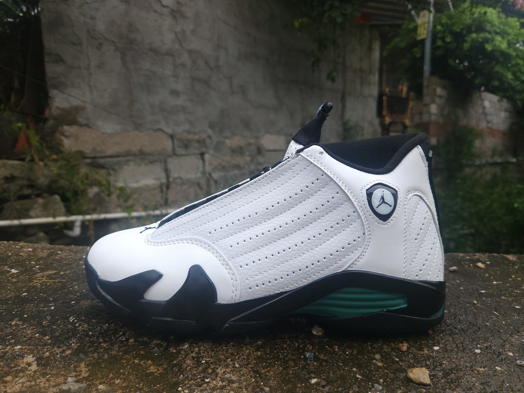 Air Jordan 14 Retro White-Black-Green Sneakers