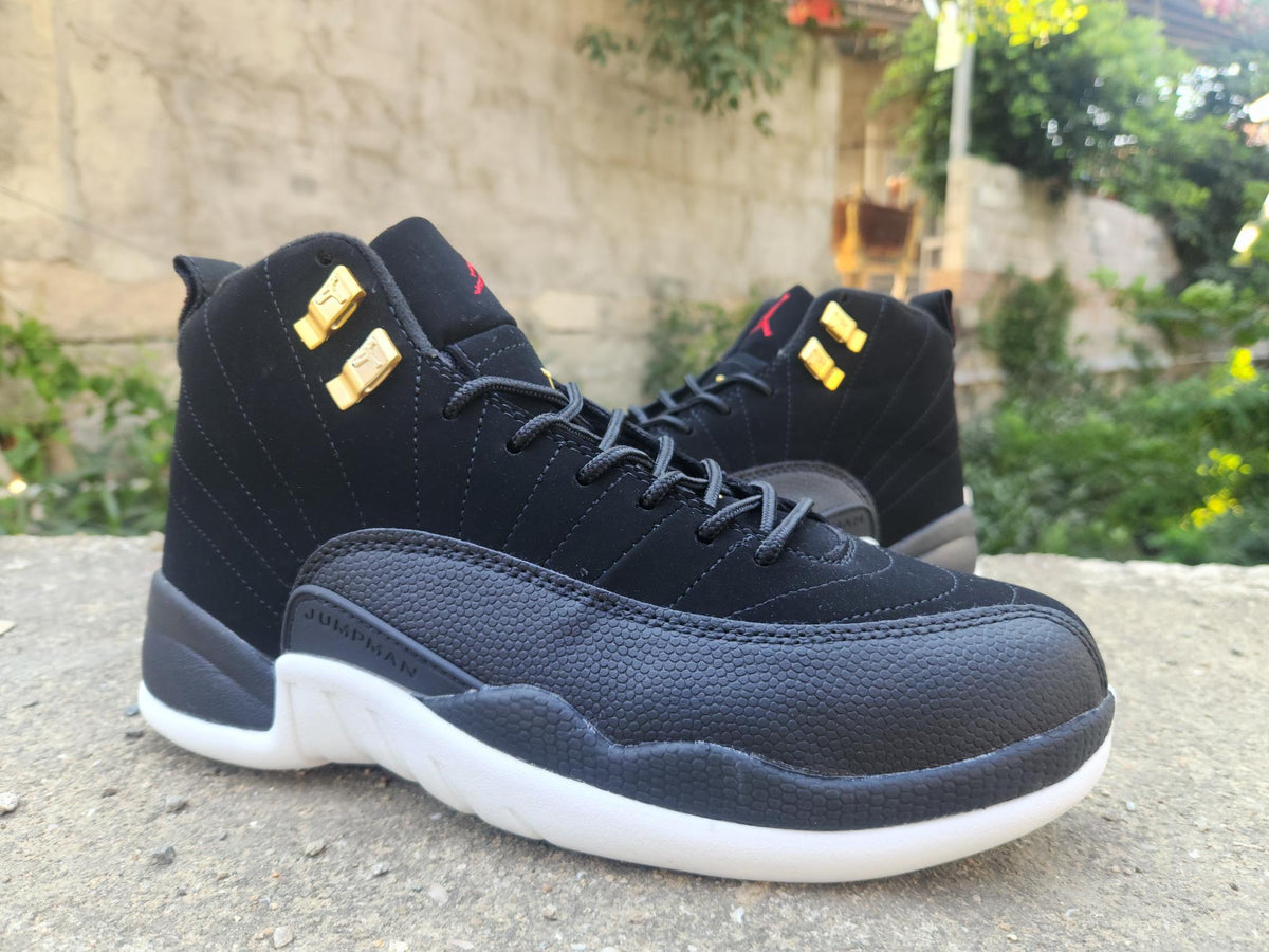 Air Jordan 12 Retro Black-White-Gold Sneakers