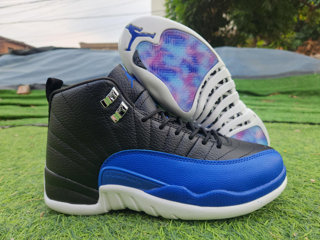 Air Jordan 12 Black-Blue-White Sneakers for Men & Women