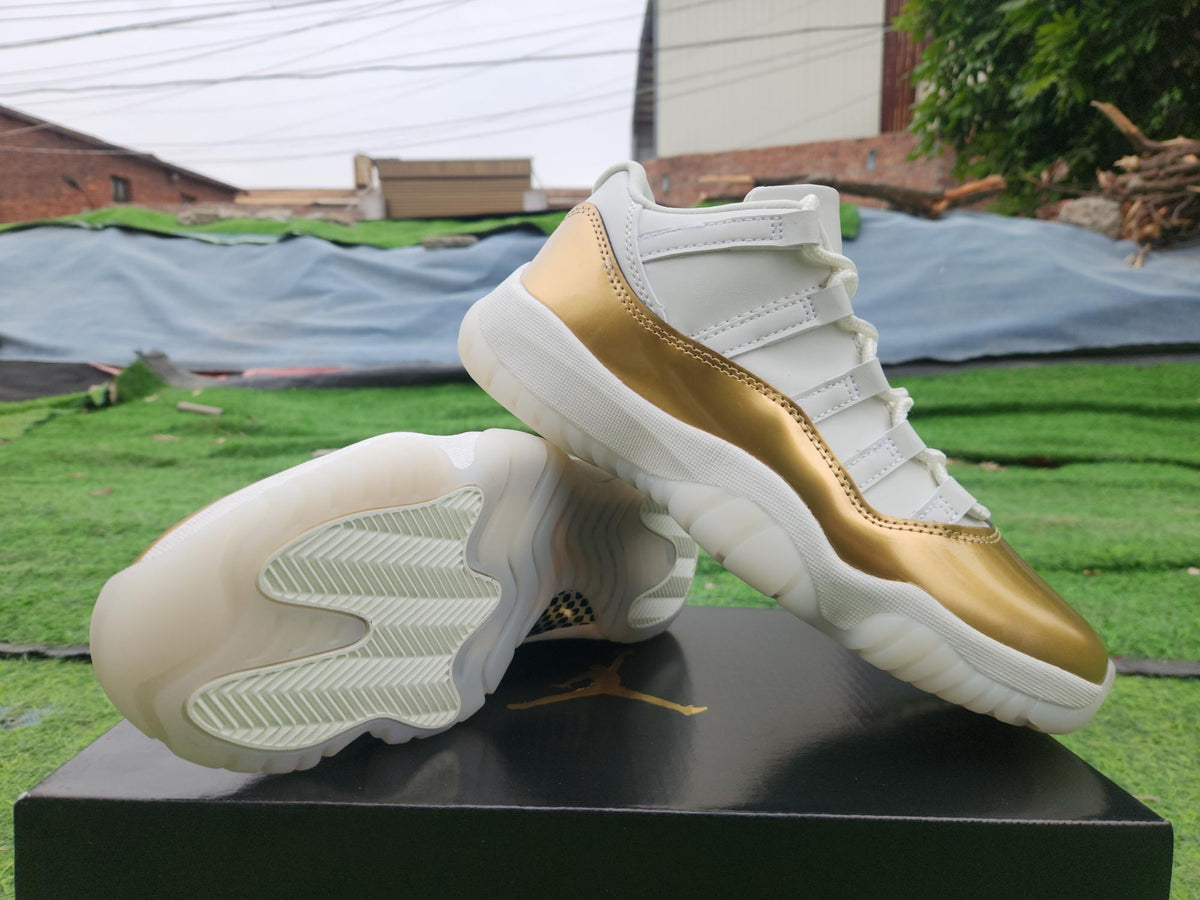 Air Jordan 11 Low White-Gold Sneakers