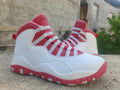 Air Jordan 10 White-Grey-Red Sneakers