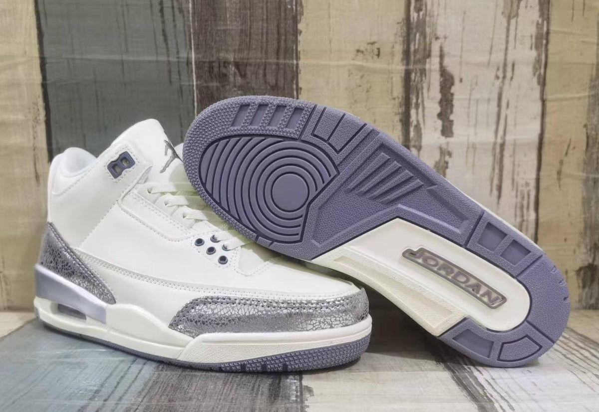 Air Jordan 3 Retro Beige & Silver Sneakers