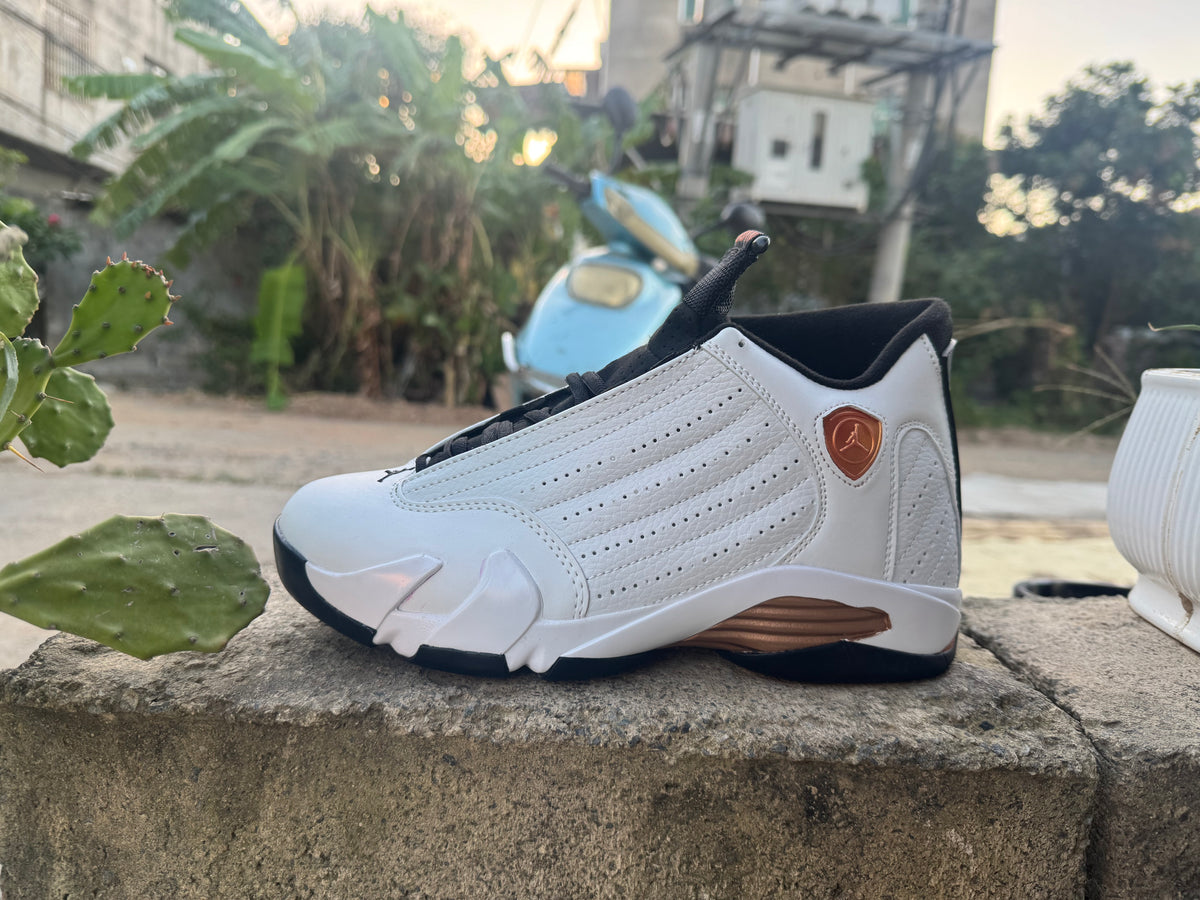 Air Jordan 14 Retro White-Gold Sneakers