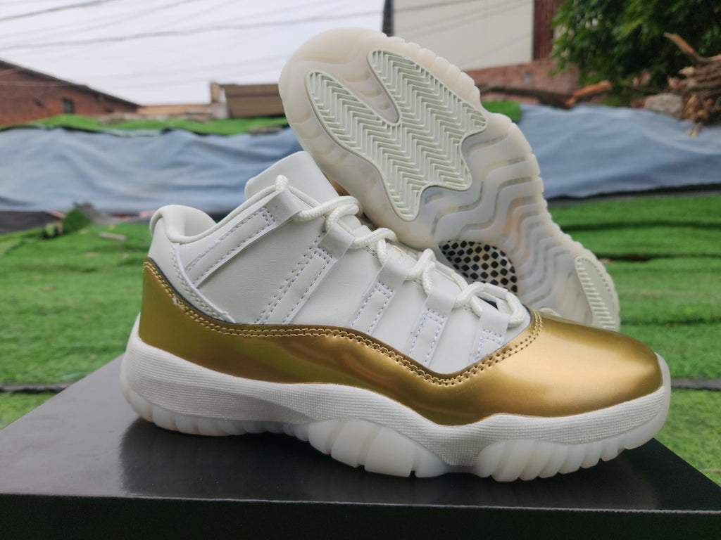 Air Jordan 11 Low White-Gold Sneakers