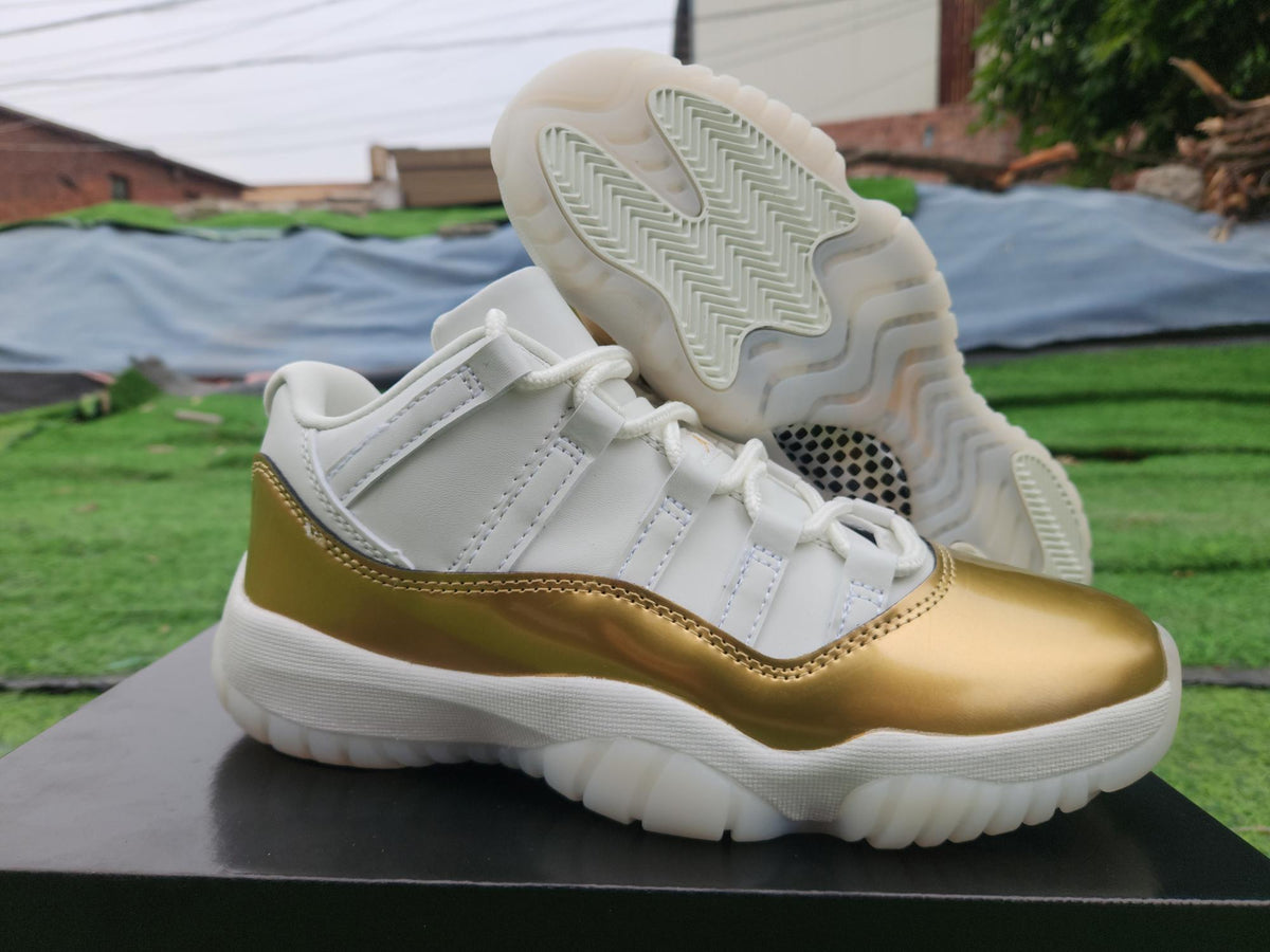 Air Jordan 11 Low White-Gold Sneakers