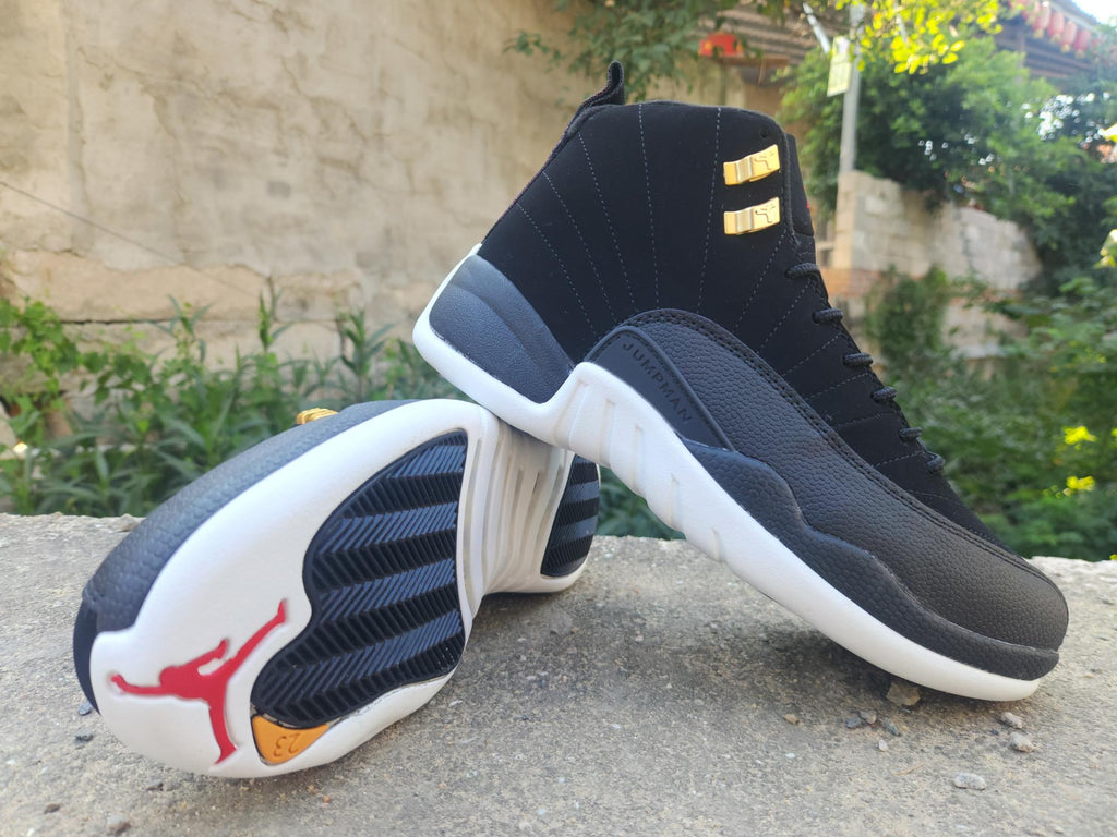 Air Jordan 12 Retro Black-White-Gold Sneakers