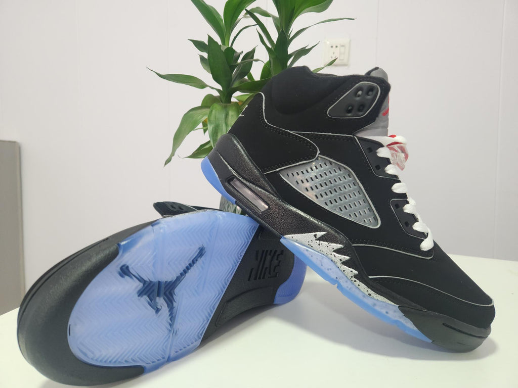 Air Jordan 5 Black Silver-Trim Sneakers