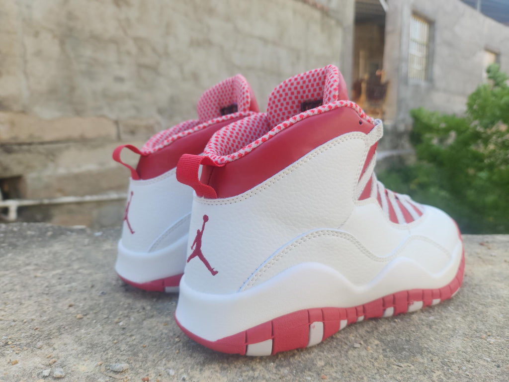 Air Jordan 10 White-Grey-Red Sneakers