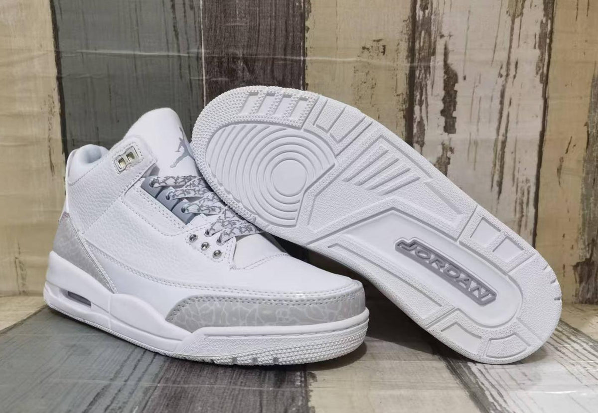 Air Jordan 3 Retro Pure White Sneakers for Men & Women