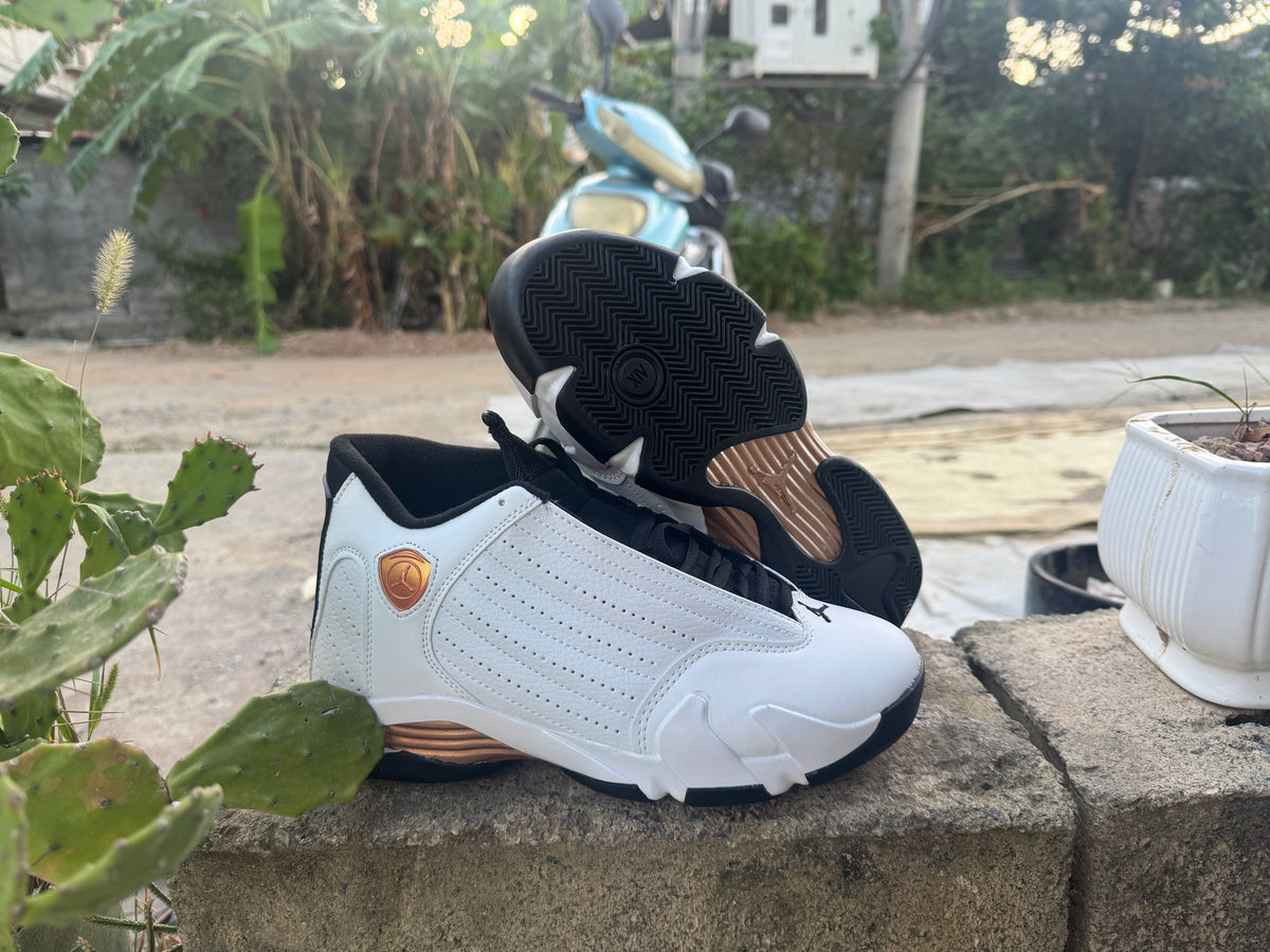 Air Jordan 14 Retro White-Gold Sneakers