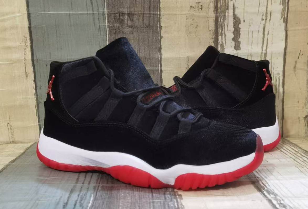 Air Jordan 11 Black Red Velvet Sneakers for Men & Women