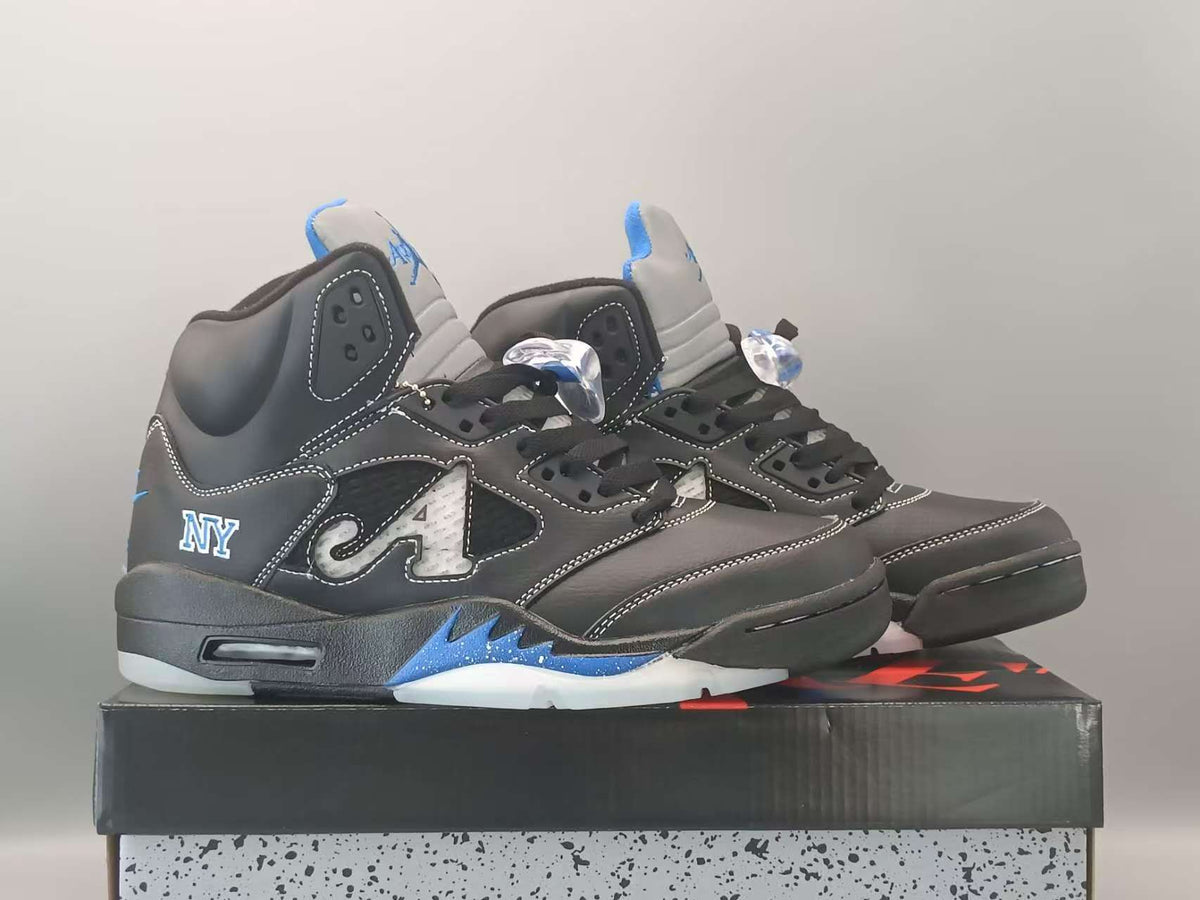 Awake NY x Air Jordan 5 Retro Black-Blue – Cut-Out A Logo, 23 & NY