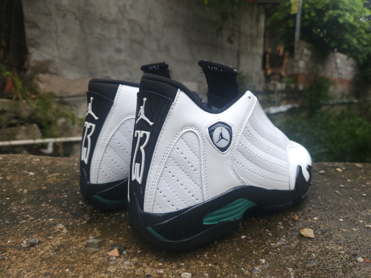 Air Jordan 14 Retro White-Black-Green Sneakers