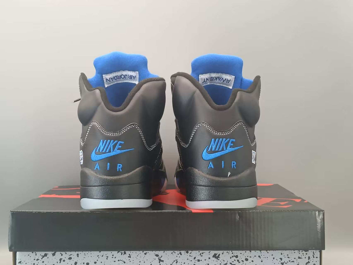 Awake NY x Air Jordan 5 Retro Black-Blue – Cut-Out A Logo, 23 & NY