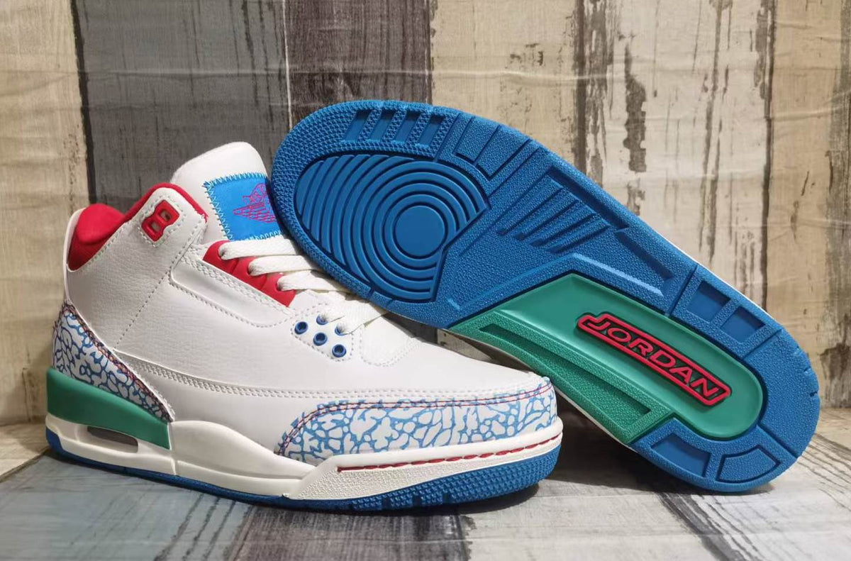 Air Jordan 3 Off-White Blue Red Men's Sneakers