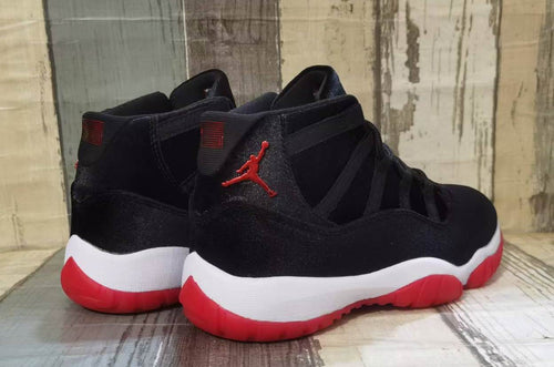 Air Jordan 11 Black Red Velvet Sneakers for Men & Women