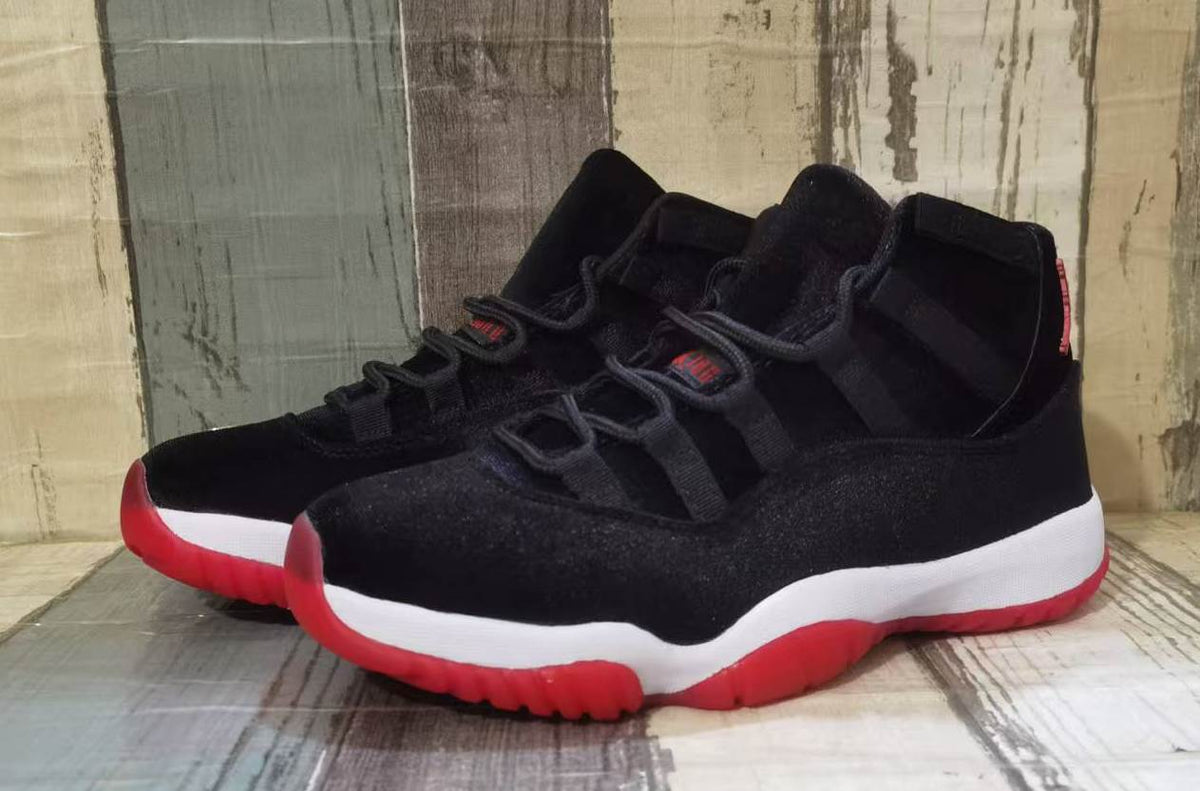 Air Jordan 11 Black Red Velvet Sneakers for Men & Women