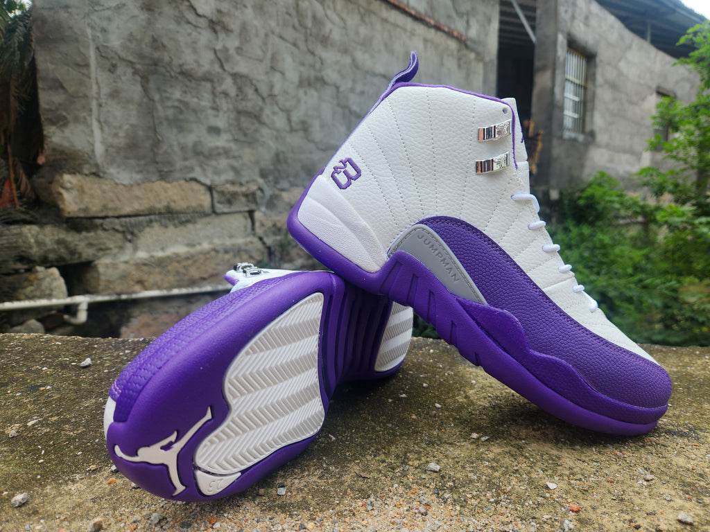 Air Jordan 12 White-Purple Sneakers