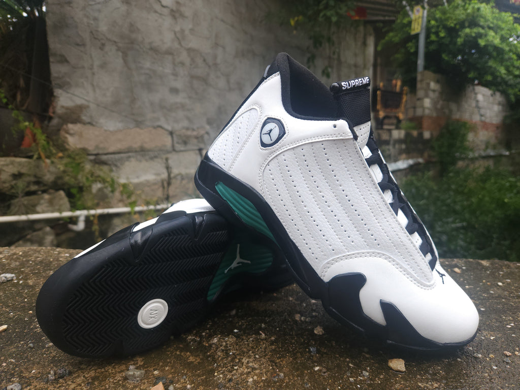 Air Jordan 14 Retro White-Black-Green Sneakers
