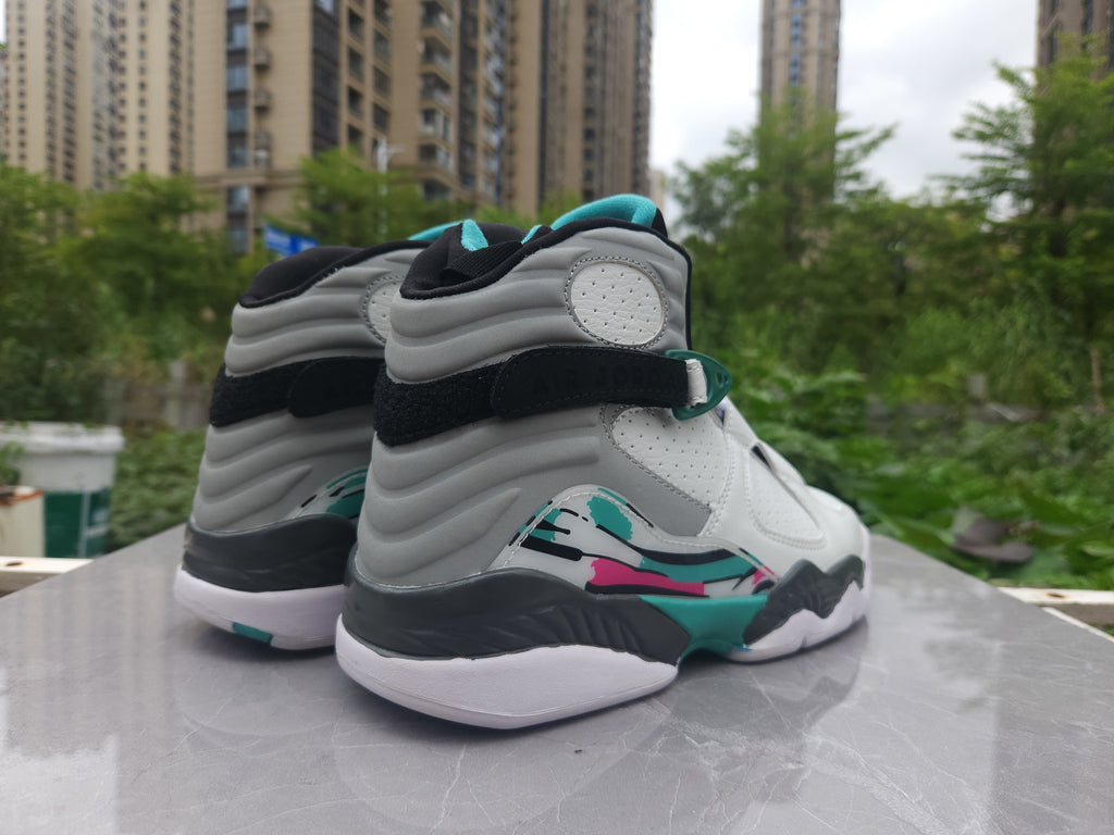 Air Jordan 8 Retro White-Grey-Green Sneakers
