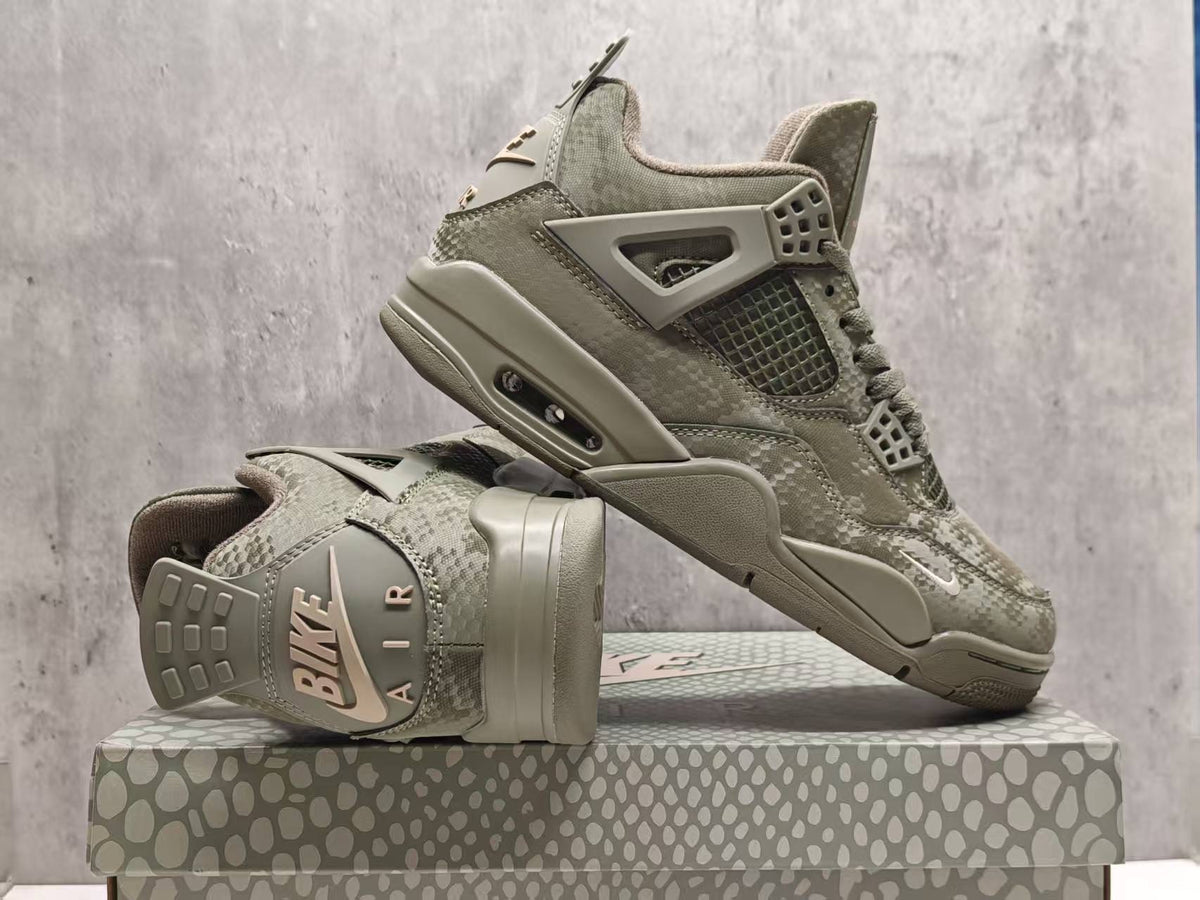 Air Jordan 4 Retro Military Mamba Custom Olive Black Sneakers