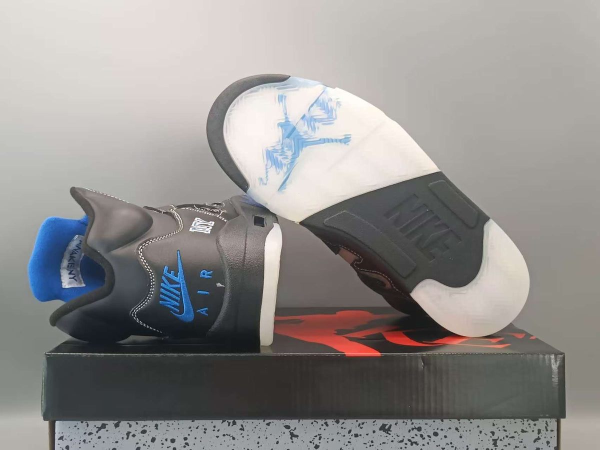 Awake NY x Air Jordan 5 Retro Black-Blue – Cut-Out A Logo, 23 & NY