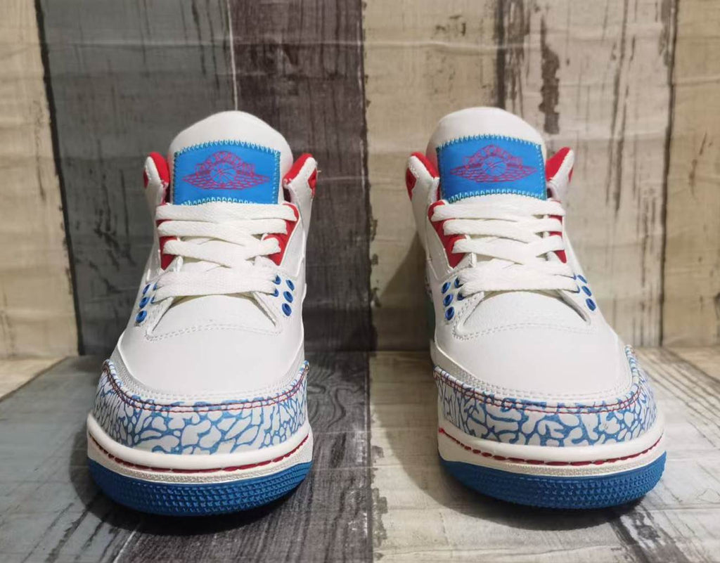 Air Jordan 3 Off-White Blue Red Men's Sneakers