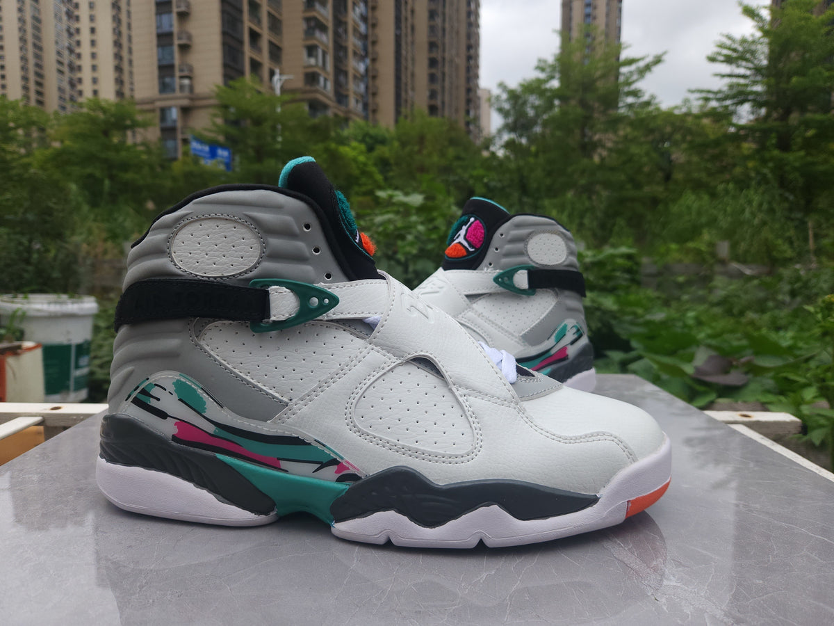 Air Jordan 8 Retro White-Grey-Green Sneakers