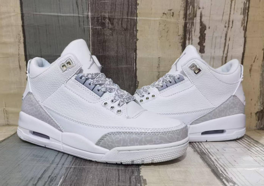 Air Jordan 3 Retro Pure White Sneakers for Men & Women